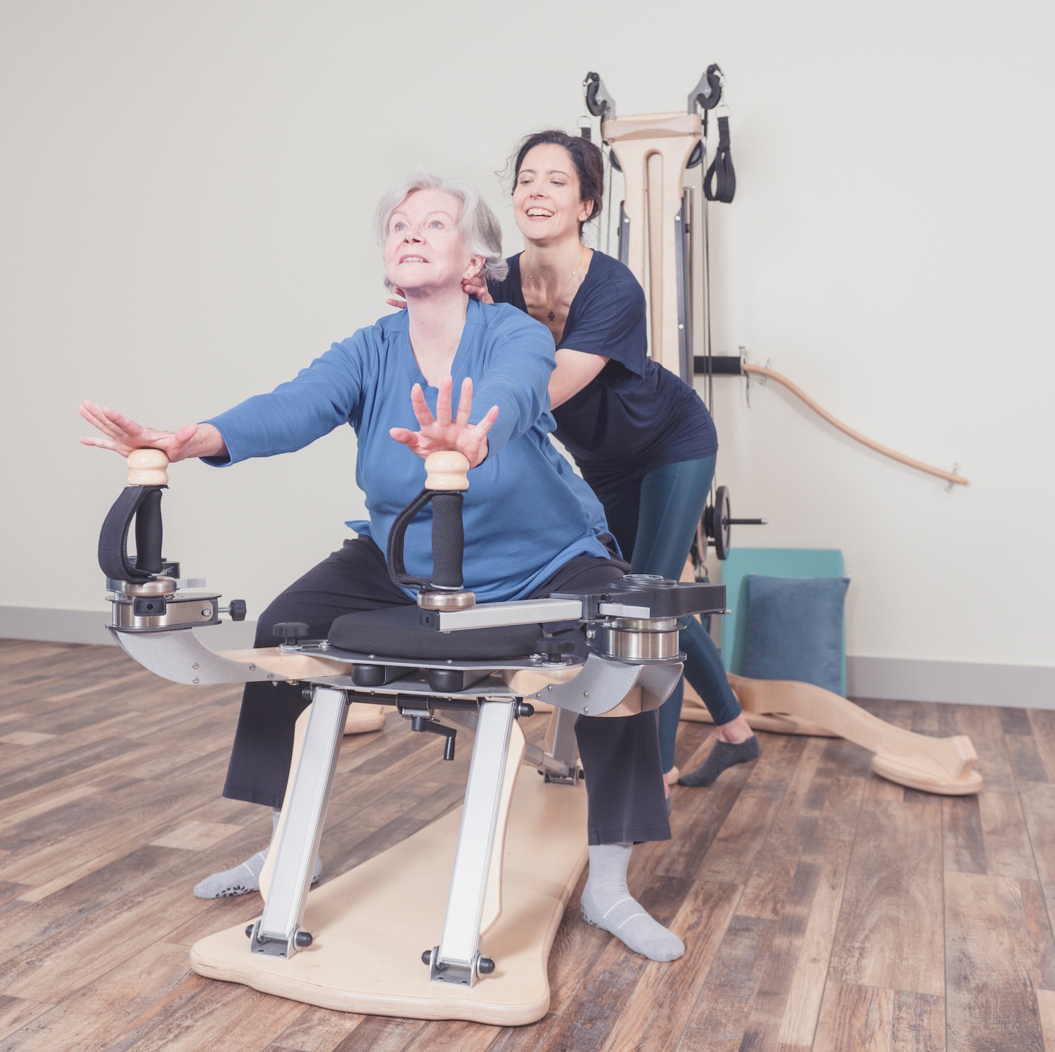 woman working with a personal trainer